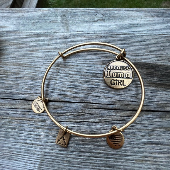 ALEX & ANI Gold Expandable Charm Bracelets LOT Because I am a Girl X 3 Retired - Picture 3 of 9